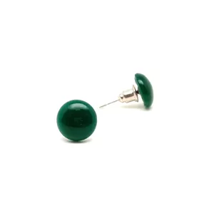 Fülbevaló lencse szinezett zöld achát 10mm