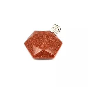 Hexagon medál Goldstone vörös 3cm