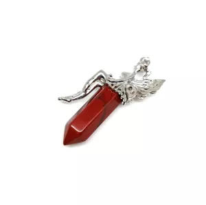 Csúcs medál fém angyal Jáspis vörös 2,5x6cm