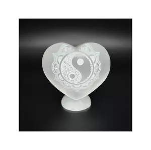 Szelenit szív álló yin yang 6-7cm