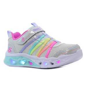 Skechers Flutter Heart Lights - Rainbow Bestie villogó ezüst gyerek cipő