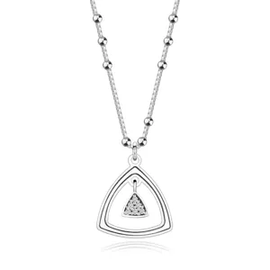 925 ezüst nyaklánc - briliánsok, háromszögek lekerekített vállkkal, gyöngyök