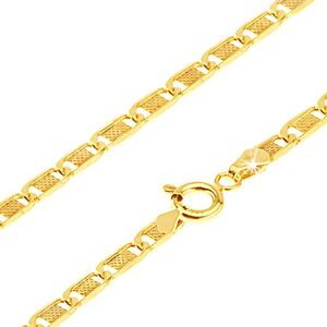 Arany nyaklánc - lapos hosszúkás rácsos elemek, 500 mm