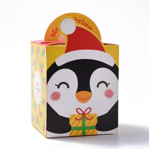 Karácsonyi pingvines hajtogatható papír ajándékdoboz