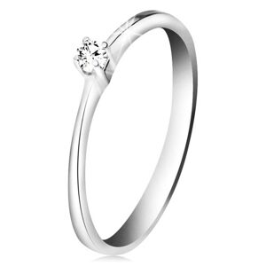 Briliáns gyűrű fehér 585 aranyból - csillogó átlátszó gyémánt négyágú foglalatban - Nagyság: 55