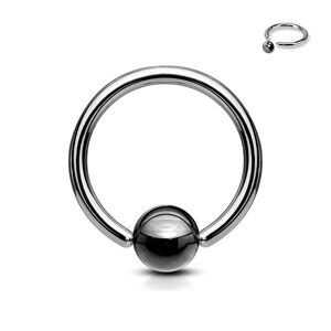 Karika piercing füstös golyócskával - Méret: 1,6 mm x 11 mm x 4 mm