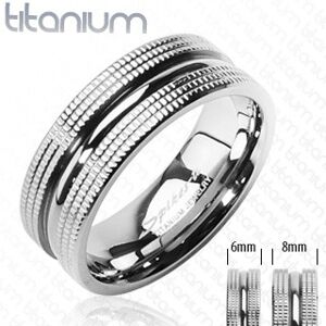 Karikagyűrű titániumból - fényes középső sáv, bordázott szélek - Nagyság: 71