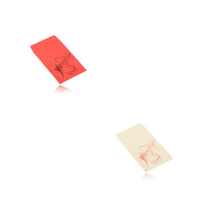 Kisebb papír ajándék boríték - szív motívummal, 50 x 85 mm - Szín: Piros