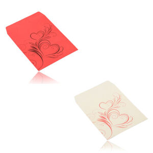 Kisebb papír ajándék boríték - szív motívummal - Szín: Piros