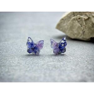 Kék nefelejcs pillangó műgyanta acél beszúrós fülbevaló