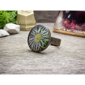Műgyanta préselt virágos kócos százszorszép gyűrű