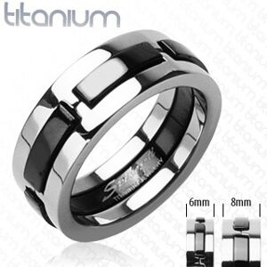 Titanium gyűrű fekete kidomborodó sávokkal - Nagyság: 68