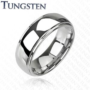 Tungsten gyűrű - fényes, kidomborodó középső résszel - Nagyság: 60