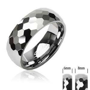 Tungsten - wolfram karikagyűrű, disco minta - Nagyság: 49