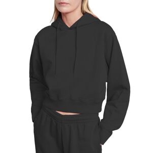 Glo-Story fekete női rövidített kapucnis pulóver