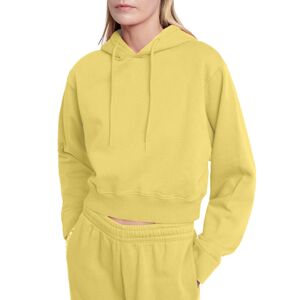 Glo-Story sárga női rövidített kapucnis pulóver
