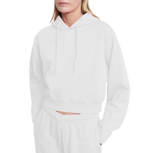 Glo-Story fehér női rövidített kapucnis pulóver